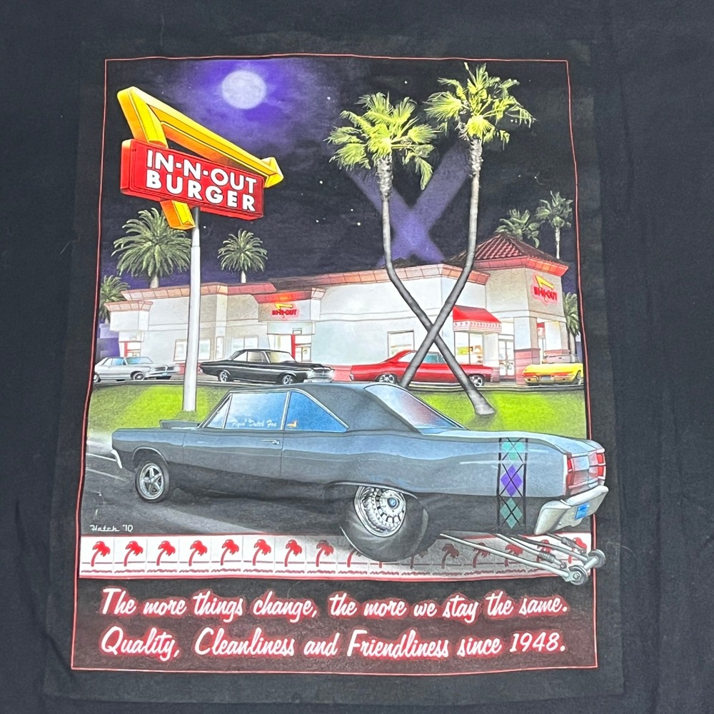 IN-N-Out Burger Graphic‎ T Shirt Arizona Classic Cars Palm Trees Unisex XL Black
